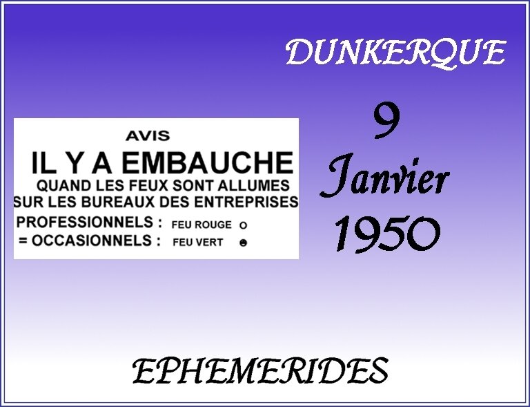 EPHEMERIDES 9 JANVIER 1950 EMBAUCHE