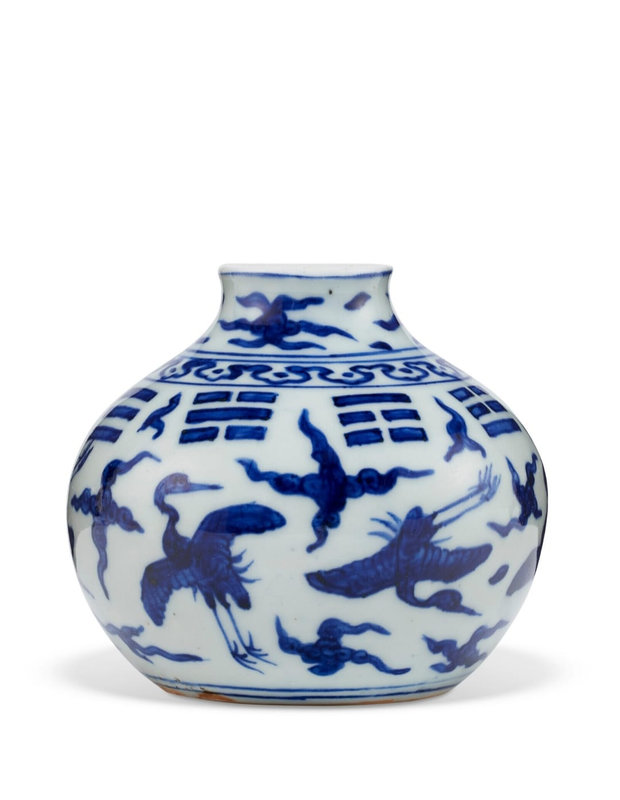 A blue and white 'water pot', Jiajing six-character mark in underglaze blue within a double circle and of the period (1522-1566)