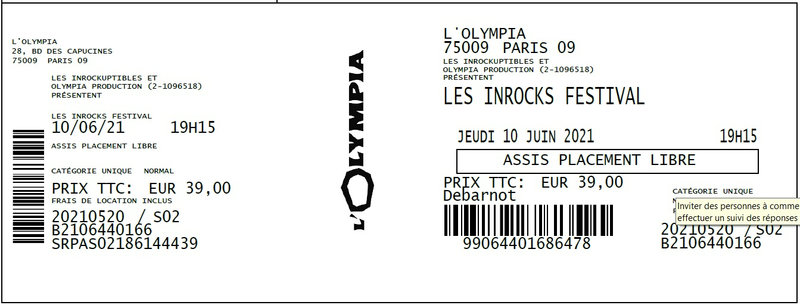 2021 06 10 Festival Inrocks Olympia Billet