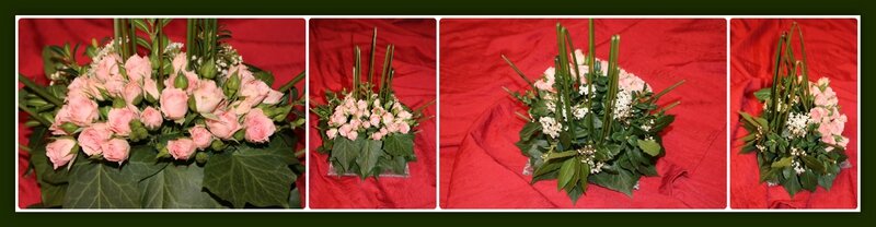 Bouquet, joncs et petites rose épineuses