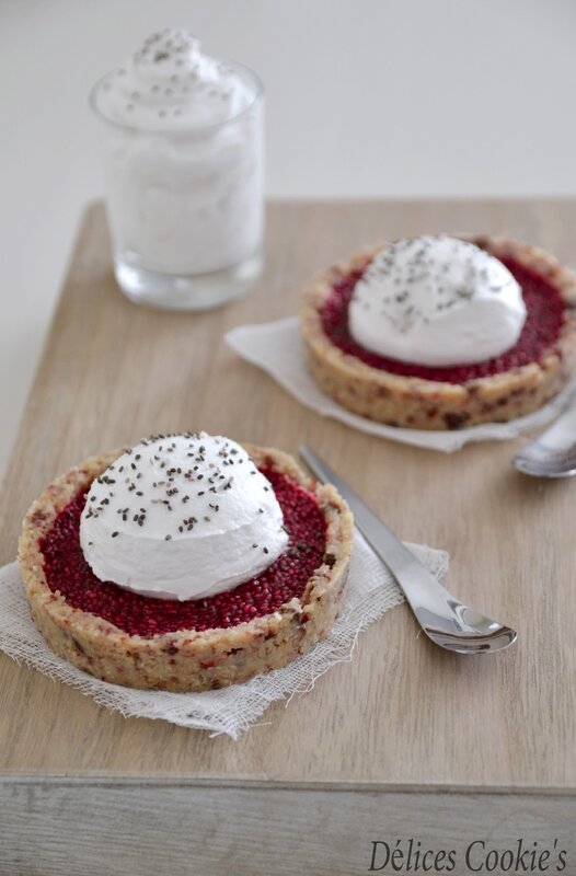 tartelettes crues pomelos graines de chia chantilly coco IG bas vegan