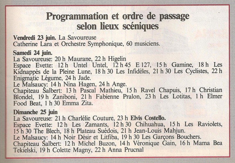 Magazine Territoire Article 4 Programme Eurockéennes 1987