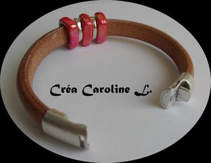 Bracelet magnetique cuir naturel, métal & céramique(2)
