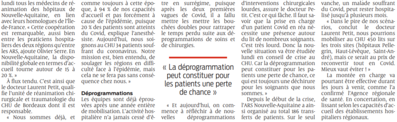 2021 03 15 SO Les transferts de patients Covid dans la région reprennent3