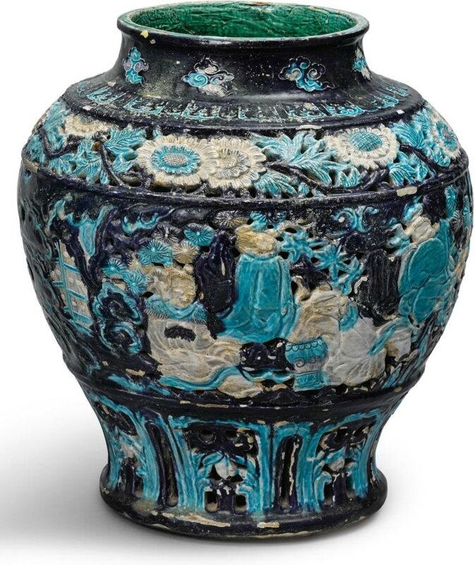 A 'Fahua' reticulated jar, Ming dynasty (1368-1644)