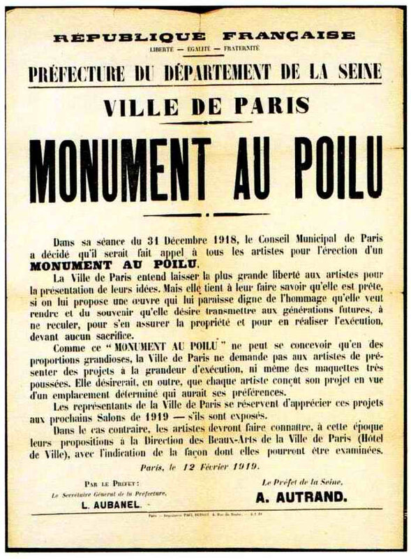 Concours monum au Poilu Paris