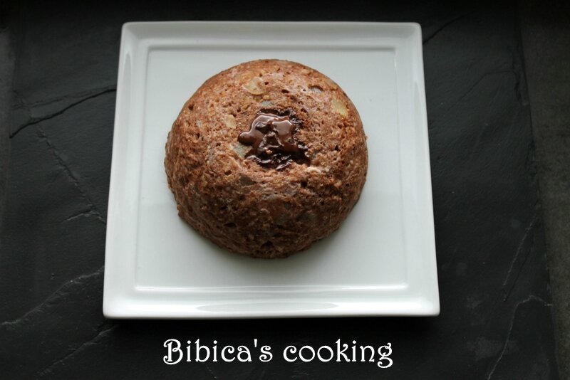 Bowlcake poire-chocolat, coeur coulant chocolat noir
