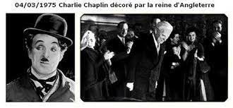 Zikamac - 04/03/1975 Charlie Chaplin décoré par la reine d'Angleterre  L'acteur et réalisateur anglais est fait commandeur de l'ordre britannique  par la reine Elisabeth II. La musique de son film "Limelight" ("Les