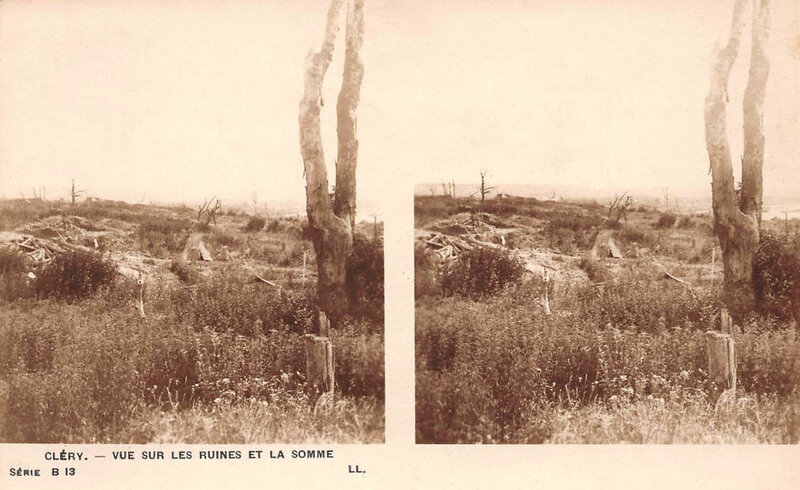 Cléry, vue sur les ruines et la Somme