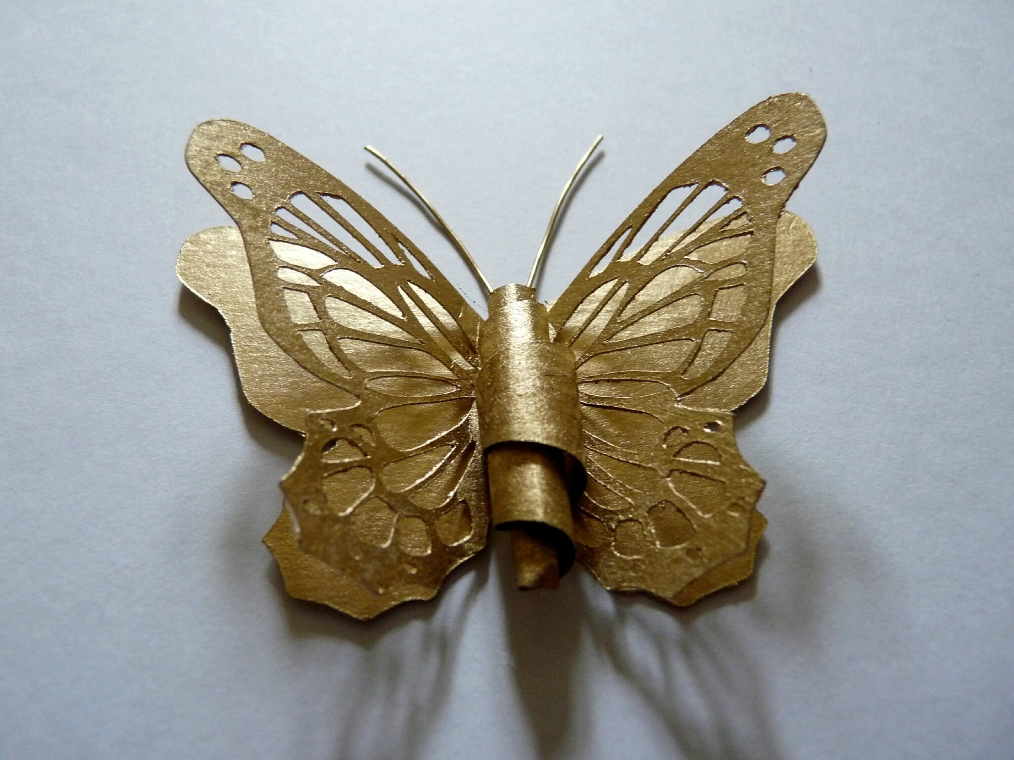 Projet, papillon de papier or