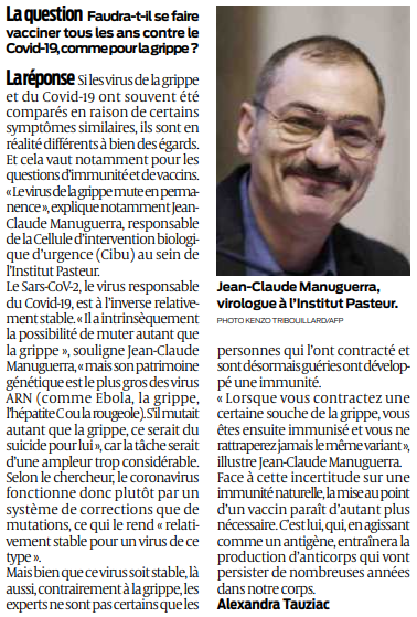 2020 04 30 SO Faudra t-il se faire vacciner tous les ans2
