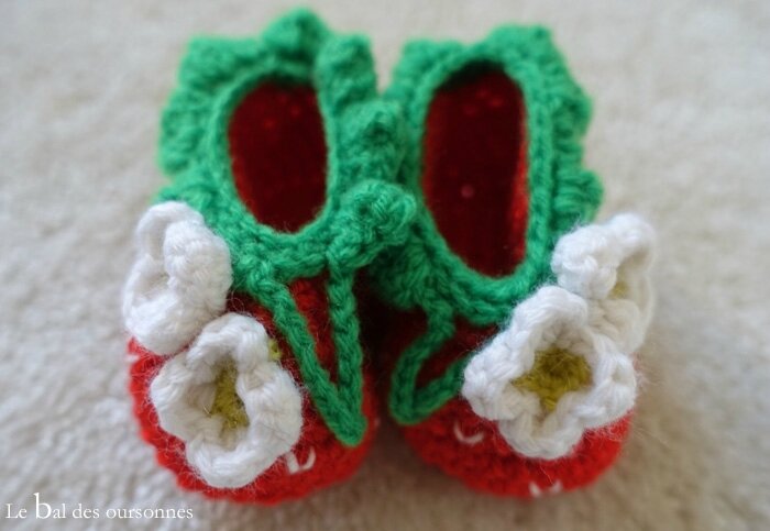 117 Blog Chaussons bébé crochet Fraise Tuto Hand made