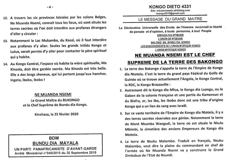 NE MUANDA NSEMI EST LE CHEF SUPREME DE LA TERRE DES BAKONGO a