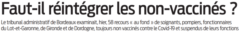 2022 06 17 SO Faut-il réintégrer les non vaccinés