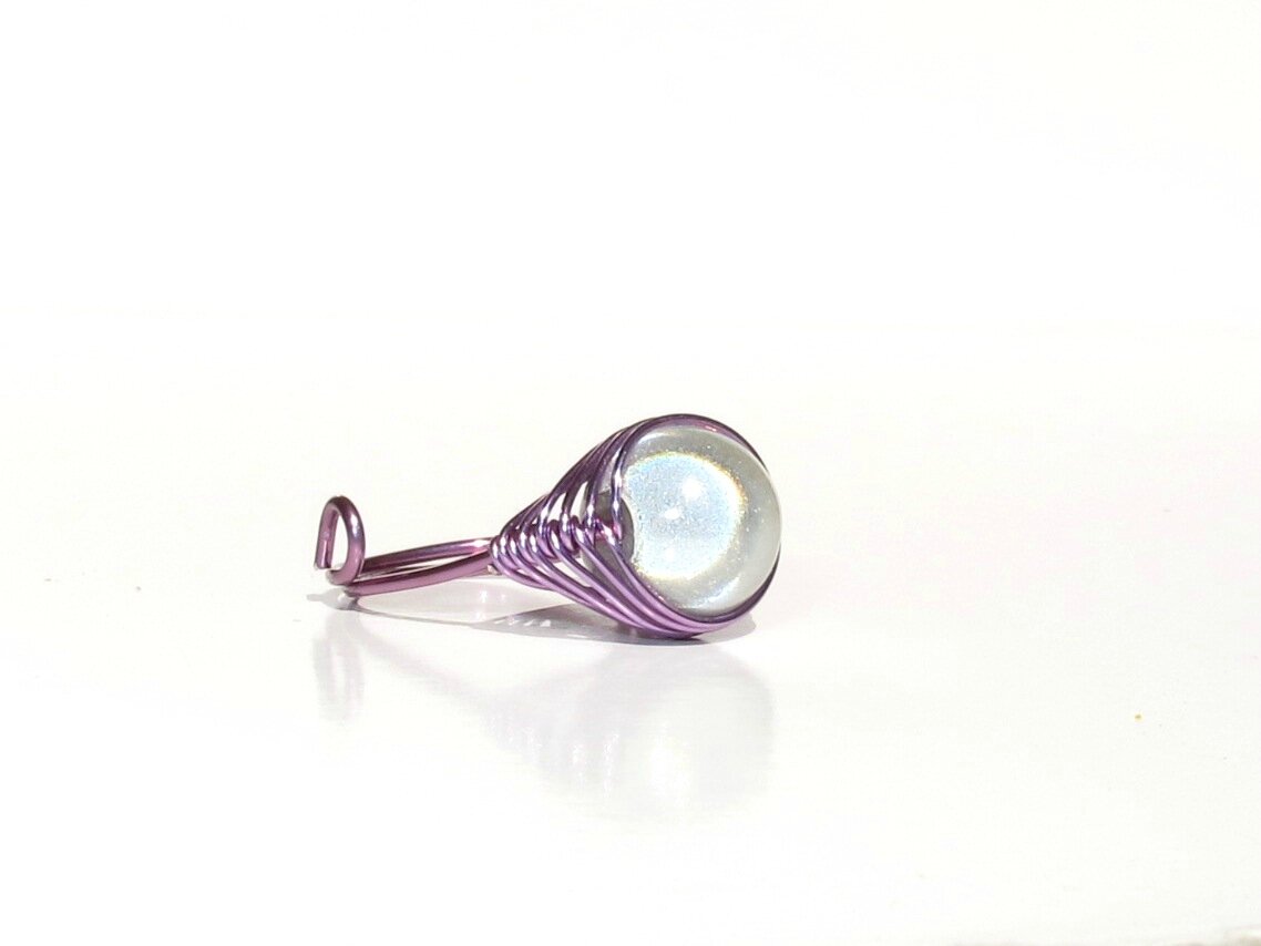 bague wire violet perle blanche quart