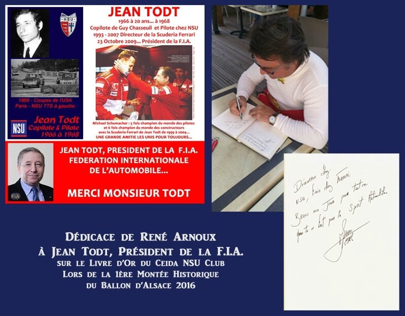 René Arnoux Dédicace sur le Livre d'Or du Ceida NSU Club