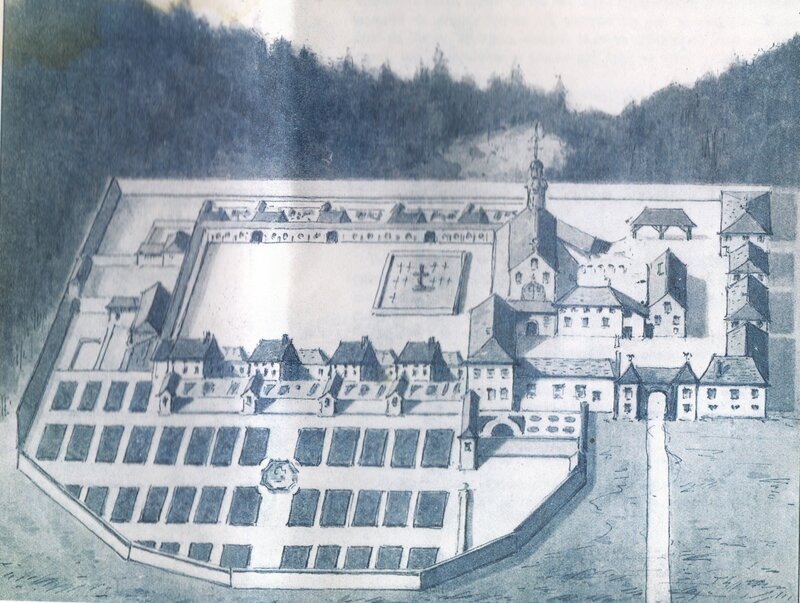 dessin de l'abbaye de Meyriat