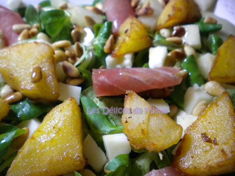 Salade basque au lomo, Ossau-iraty, poires, pignons et pommes de terre sautées 2