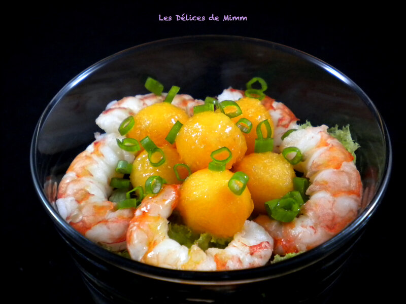 Salade de crevettes et melon pour une entrée rapide et bien fraîche 4