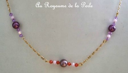 Collier rose plaqué or et perles de MajorqueaB1
