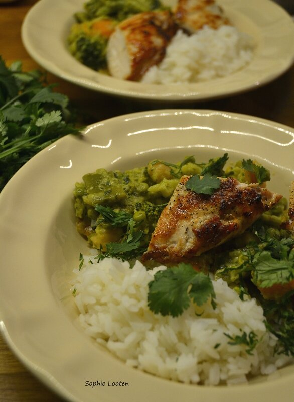 Curry de légumes et poulet grillé2