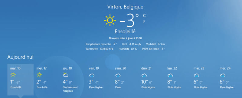 chez moi effectivement à 10 h 0 °