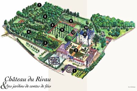 Plan des 12 Jardins du Château du Rivau
