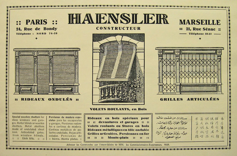 Publicité Haensler Paris & Marseille Facture 1929