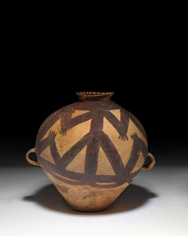 A large painted pottery jar, Neolithic period, Majiayao culture, Machang type, late 3rd millennium BC