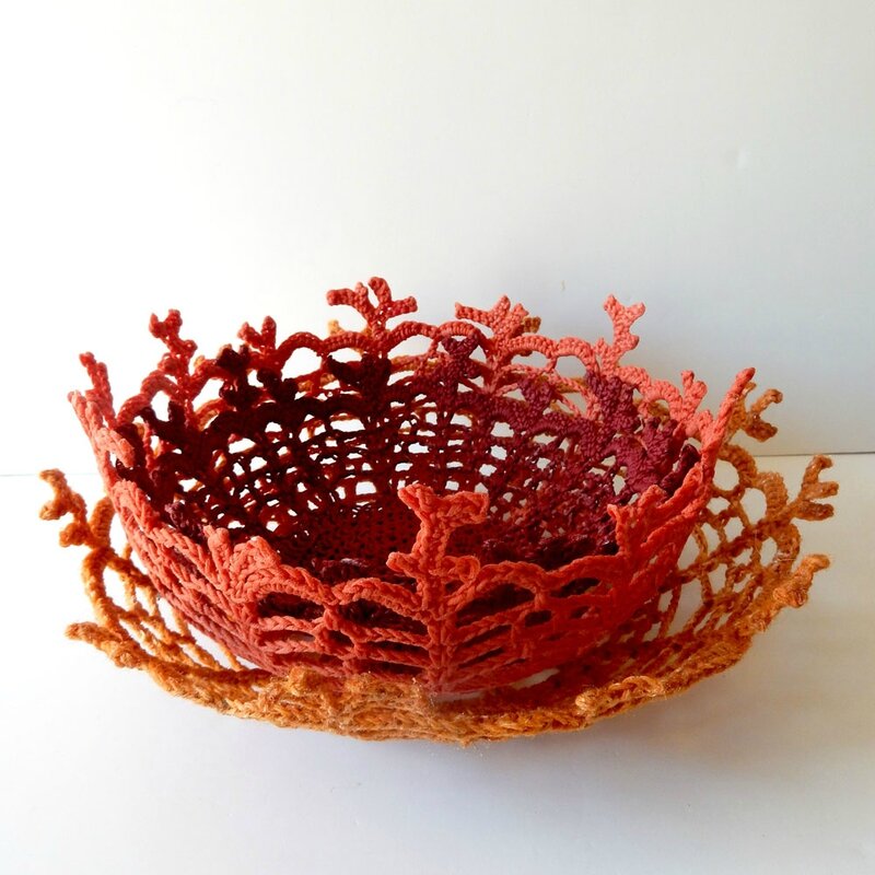 corbeilles corail - crochet déco - Anisbee