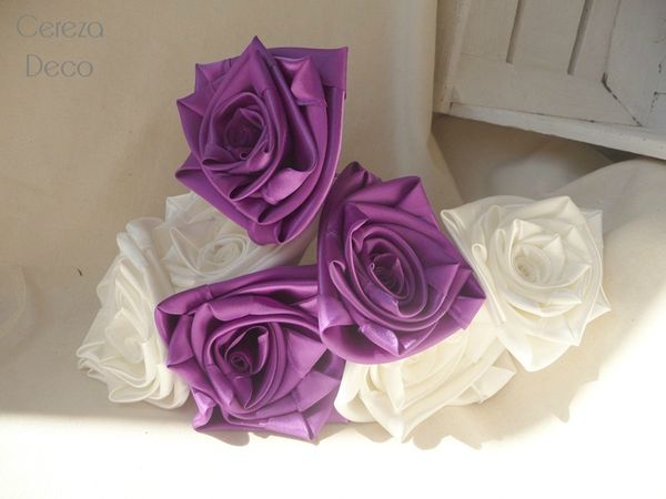fleurs bouquet mariage original personnalisé ivoire violet petit noeud cereza deco