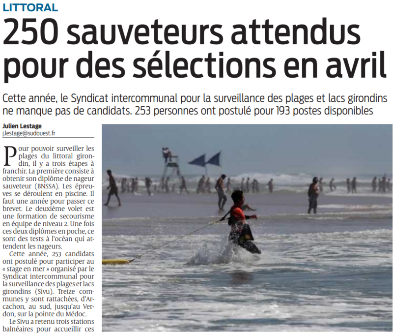 2022 03 23 SO 250 sauveteurs attendus pour des sélections en avril2