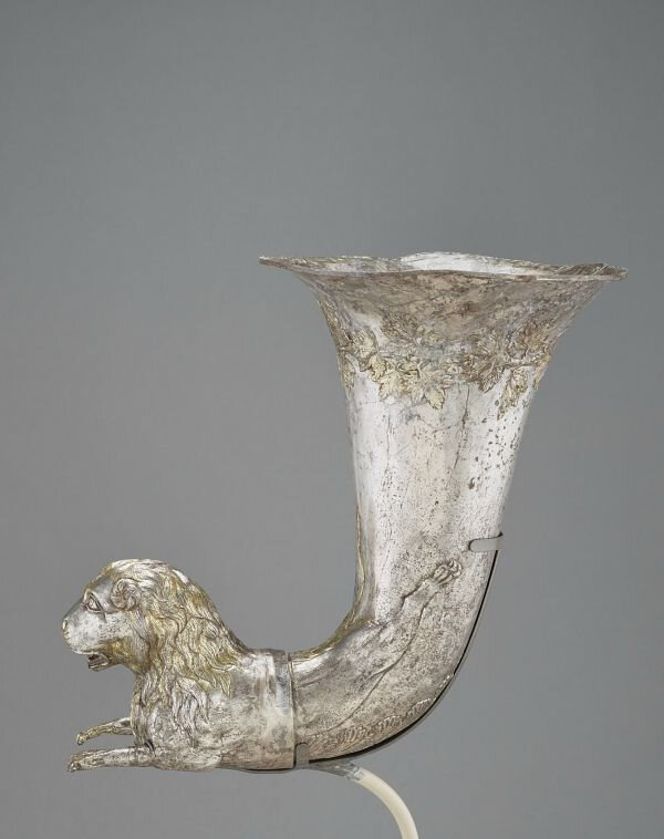 Spouted vessel with lion protome
