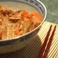 <b>Nouilles</b> de <b>riz</b> sautées au tofu mariné et gingembre, sans blé, sans lait