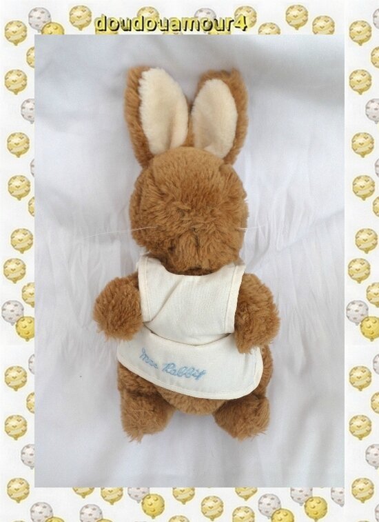 Doudou Peluche Lapin Marron Tablier Ecru Mrs Rabbit Eden