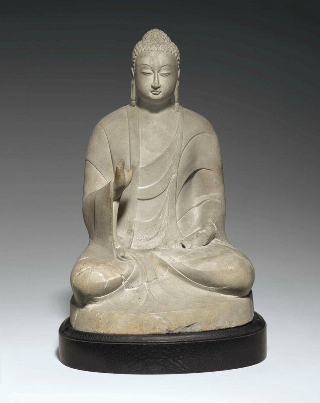 A white marble figure of seated Buddha, Northern Qi-Sui dynasty, 6th century or later