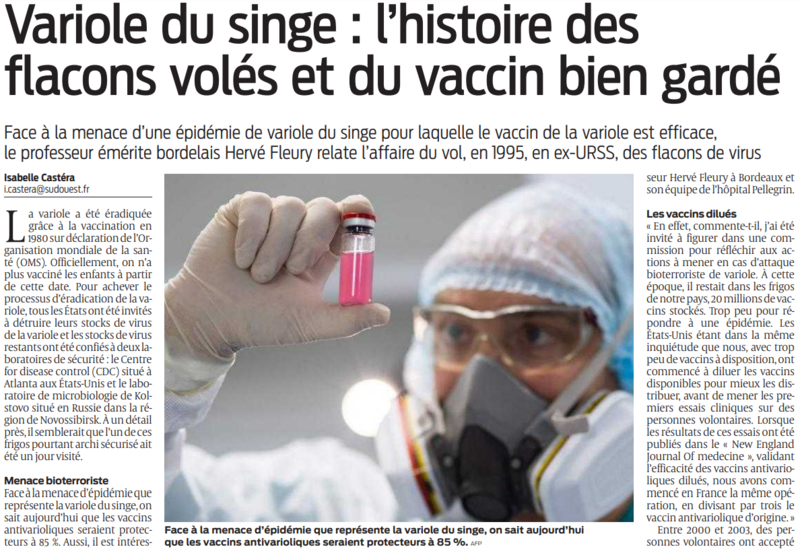 2022 05 25 SO Variole du singe L'histoire des flacons volés etdu vaccin bien gardé