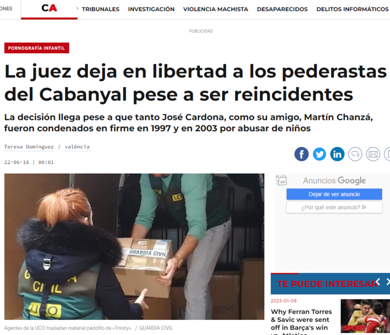 2023-01-10 22_23_17-La juez deja en libertad a los pederastas del Cabanyal pese a ser reincidentes -