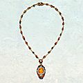 Gold, citrine, pearl and enamel pendant-necklace, Tiffany & Co., Designed by Louis Comfort Tiffany, <b>circa</b> <b>1915</b>–1920