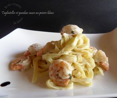 tagliatellesetgambassauceaupoivreblanc