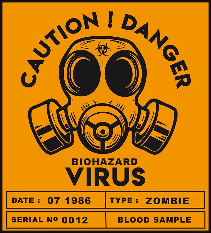 label zombie biohazard virus radioactive danger caution