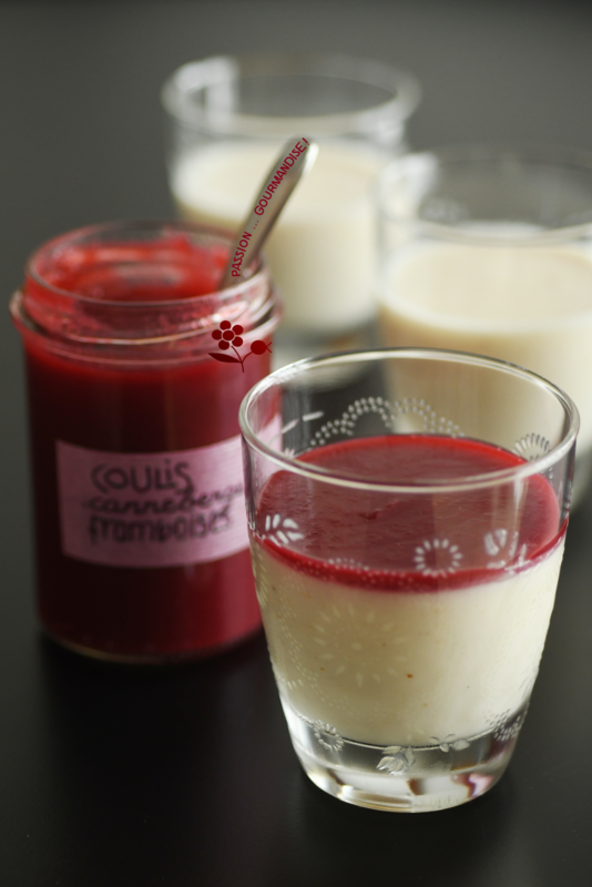 Panna cotta litchi-lait de coco, coulis canneberges & framboises_1