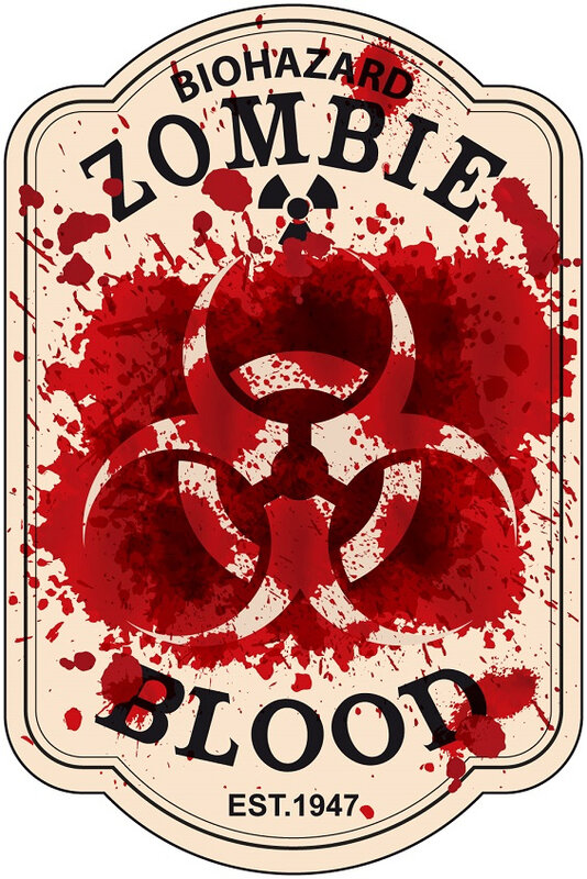 label zombie tonic halloween virus blood virus biohazard