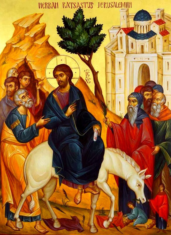 Herran_Ratsastus_Jerusalemiin_Palm_Sunday_ride_to_Jerusalem_Hand-Painted_Byzantine_Icon_11