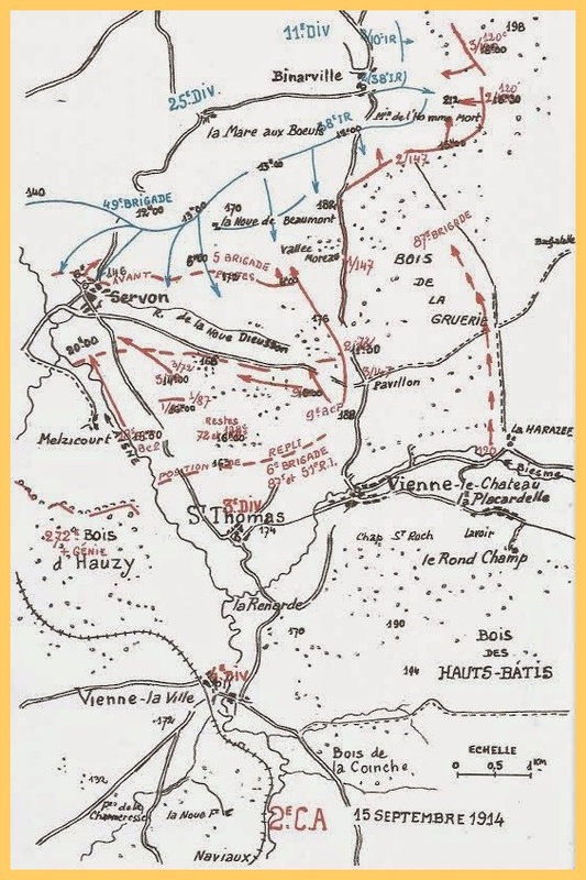 carte SERVON 15 septembre 1914