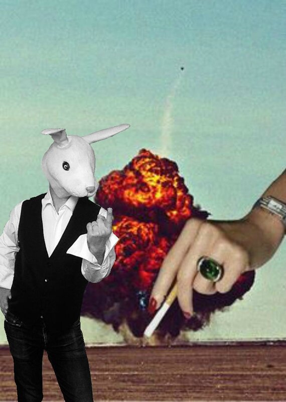 pale legroupe collage fumer rabbit head masque de lapin