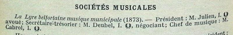 Annuaire 1912 La Lyre Belfortaine R