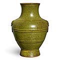 A rare <b>teadust</b>-<b>glazed</b> <b>vase</b>, hu, Seal mark and period of Yongzheng (1723-1735)
