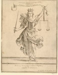 Mitelli gravure type Justice anagramme de Negroni 1687