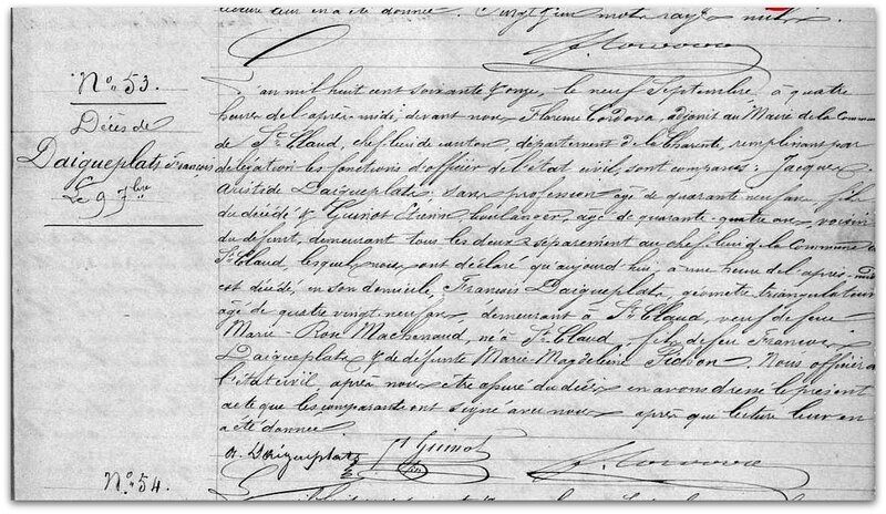 Daigueplats François fils décès z